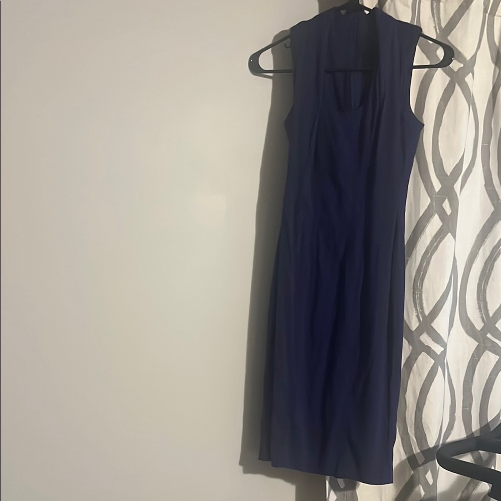 Elegant Navy Blue Sleeveless Dress
